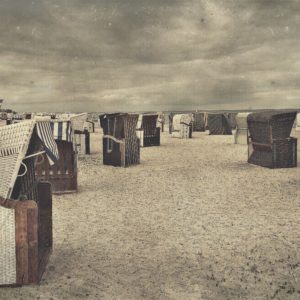 Hipstamatic Foto von Strandkörben in Strande