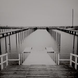 Schwarz-weiß Hipstamatic Foto Olympiahafen Schilksee